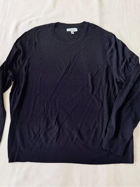 Nordstrom Mens Sweater Longsleeve Crew Washable Merino Wool Black Casual 2XL